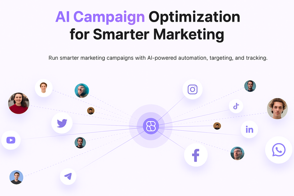 AI Campaign Manager dashboard connecting multiple social media platforms for smarter marketing campaigns with AI Chat Assist